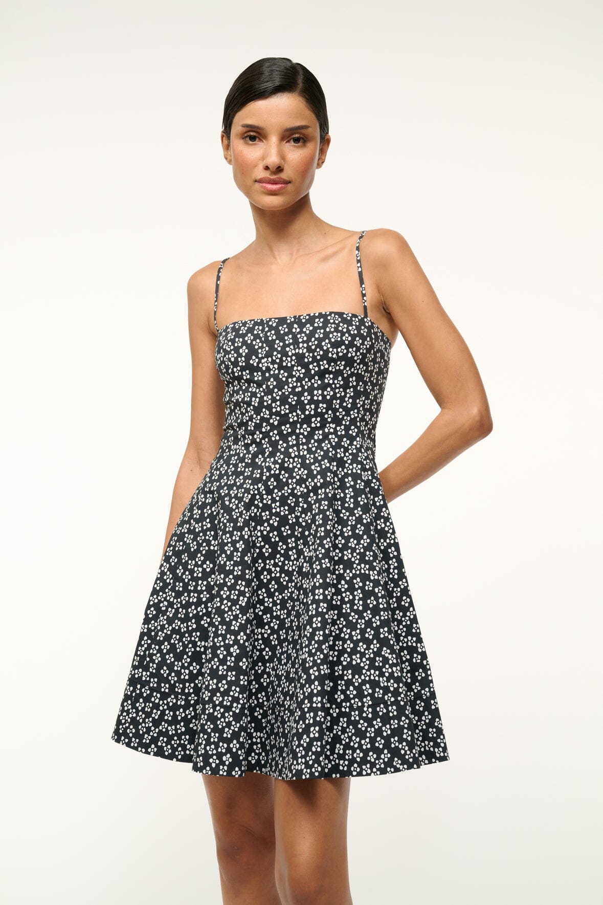 WYLIE MINI DRESS | BLACK WOODBLOCK FLORAL