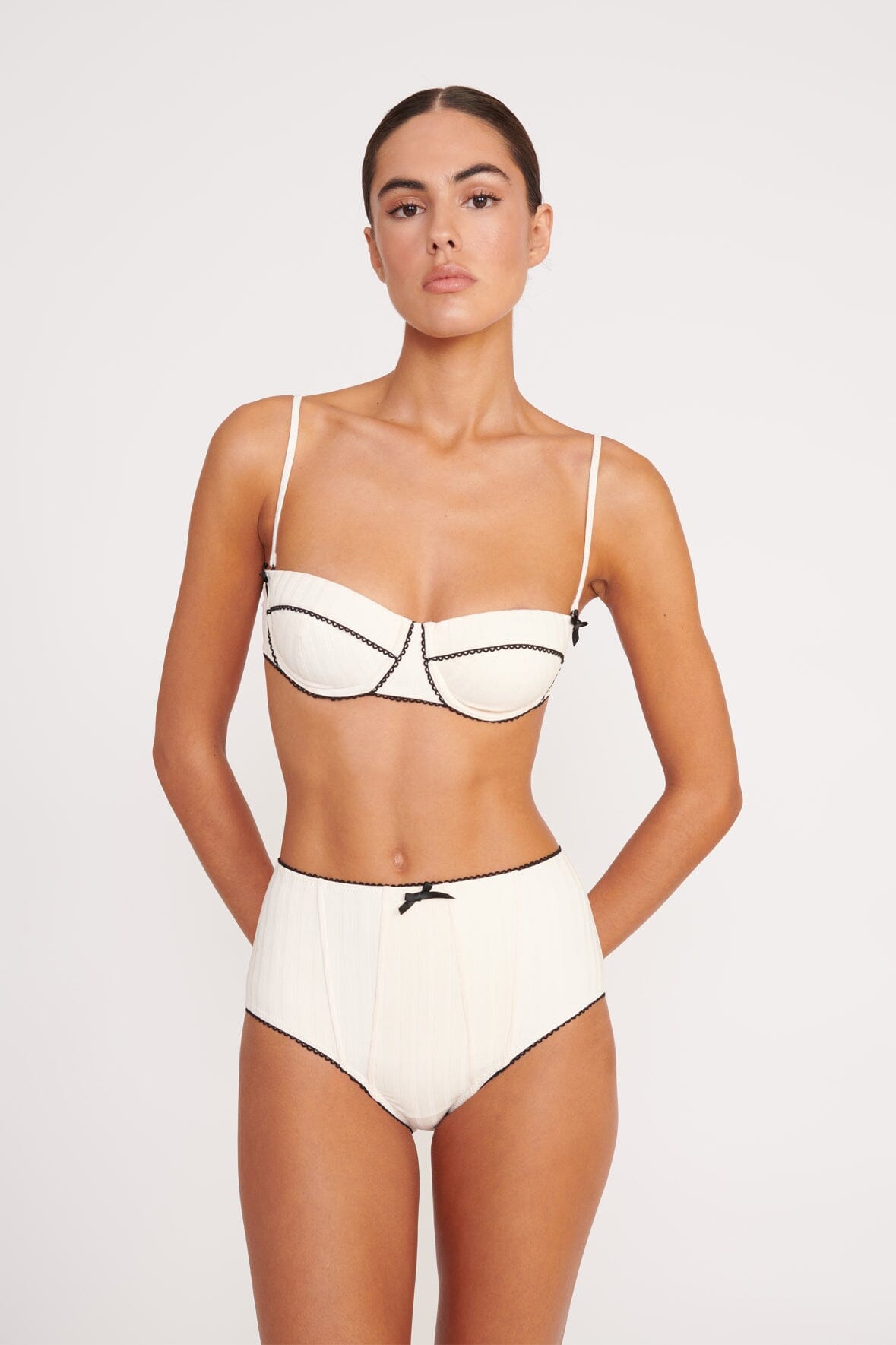 BRENTON HIGH RISE BIKINI BOTTOM | IVORY BLACK
