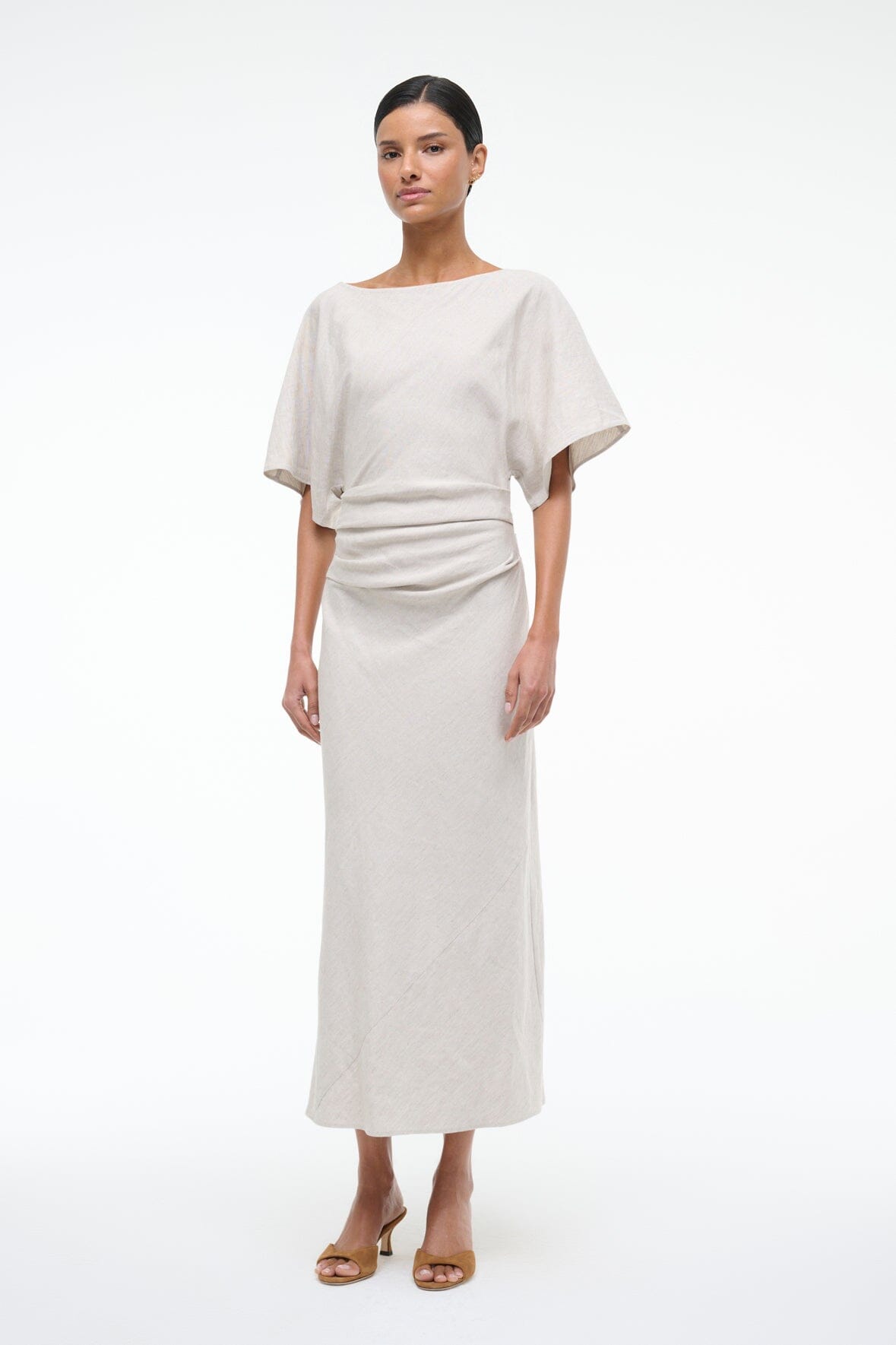 AMELIE LINEN MIDI DRESS | NATURAL